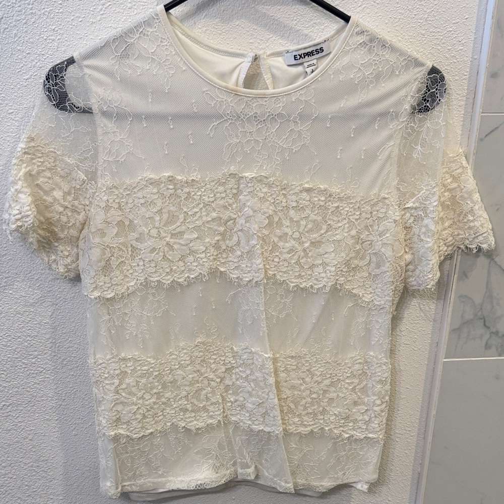 Express Women's Ivory Lace Blouse